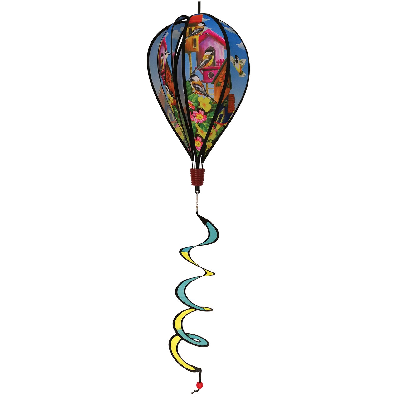 In the Breeze Chickadee Birdhouse 6-Panel Kinetic Hot Air Balloon Wind Spinner